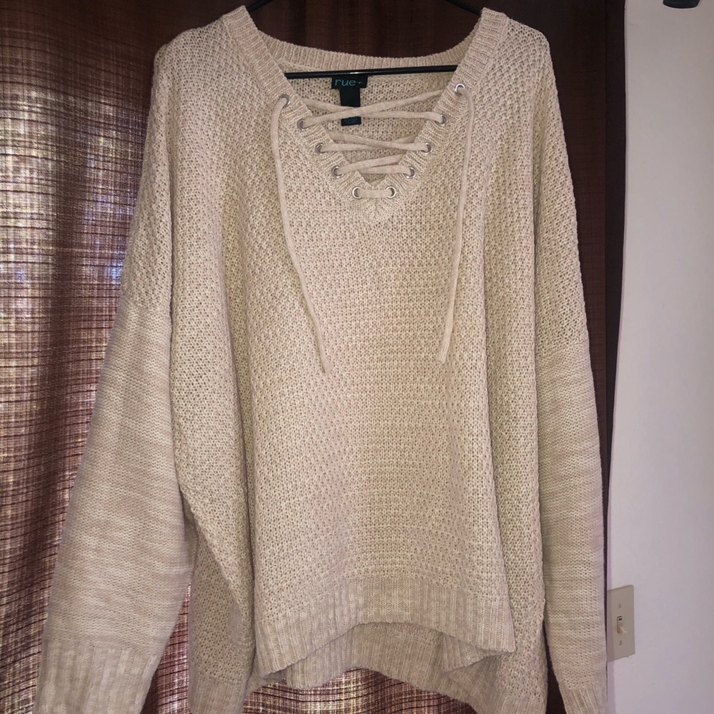 Cream cozy long sleeve oversized 4x sweater